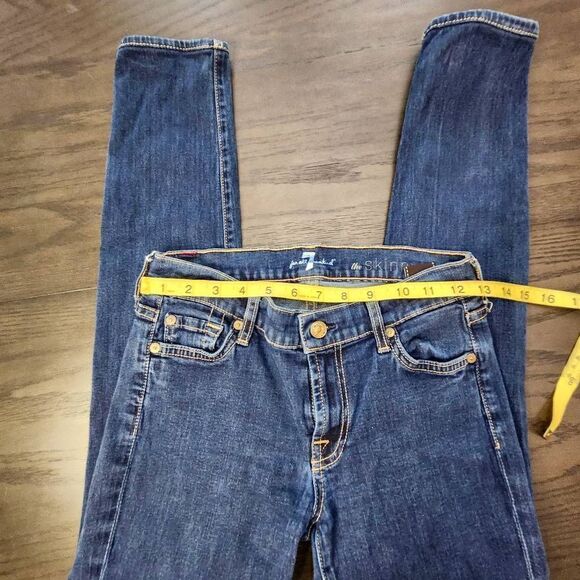 7 For All Mankind Soft Stretch Skinny Jeans medium Dark Wash High Rise Womens 27 - Picture 4 of 8